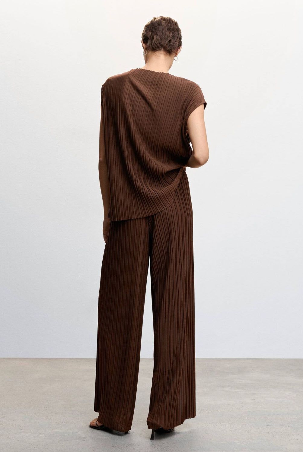 MANGO - Pantalón Palazzo Plisado Mujer Mango