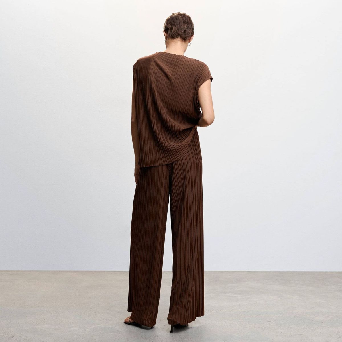 MANGO - Pantalón Palazzo Plisado Mujer Mango