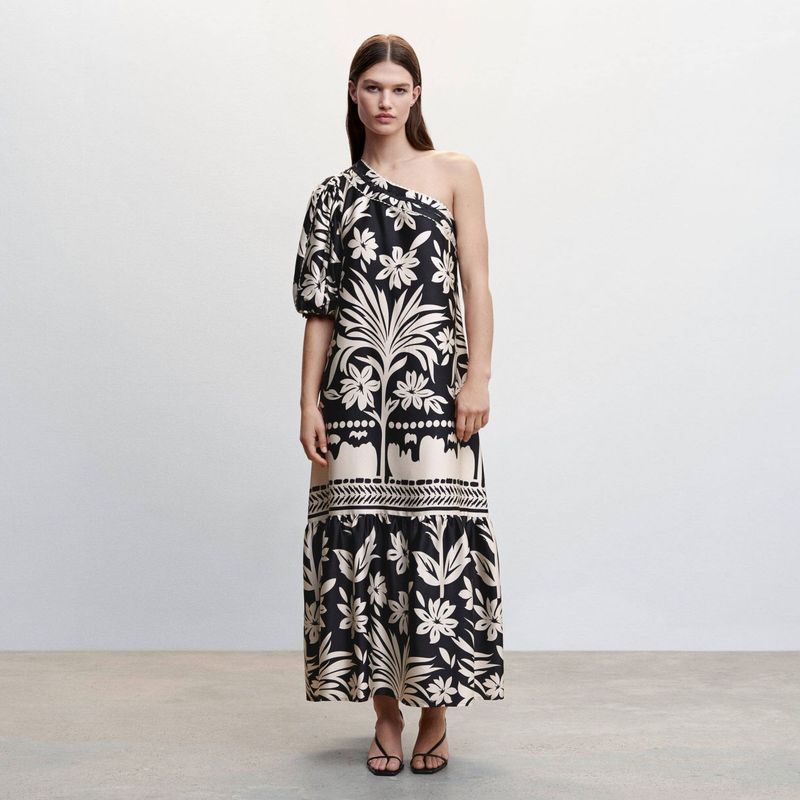 MANGO - Vestido Satinado Asimétrico Mujer Mango
