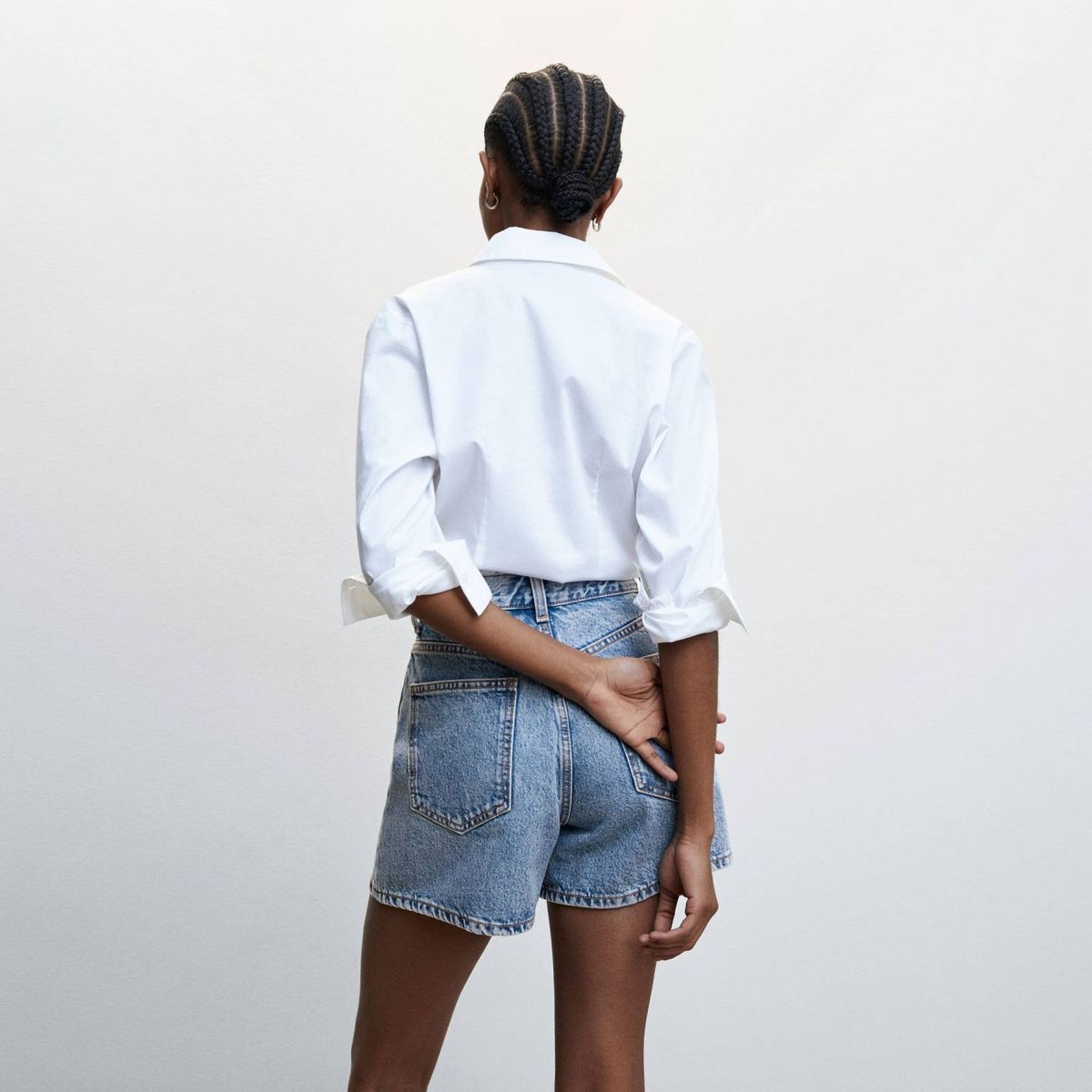 MANGO - Shorts Vaqueros Tiro Alto Mujer Mango