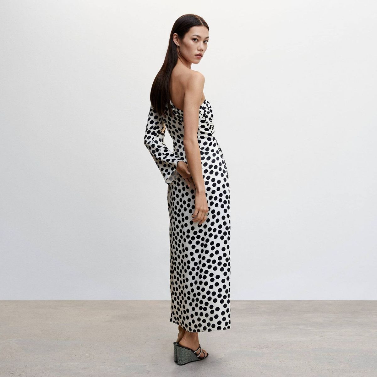 MANGO - Vestido Asimétrico Maxi Flor Mujer Mango