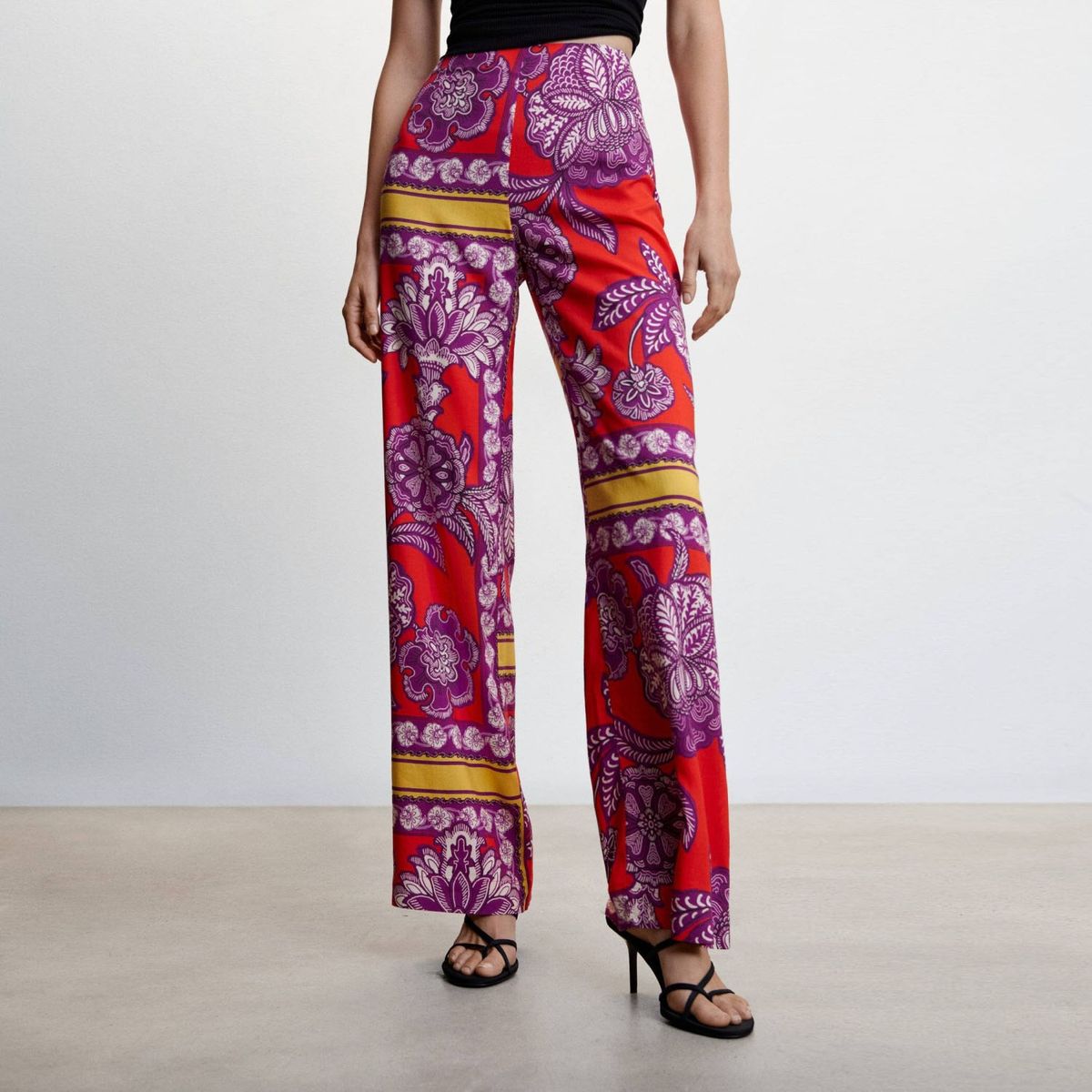 MANGO - Pantalón Palazzo Estampado Mujer Mango