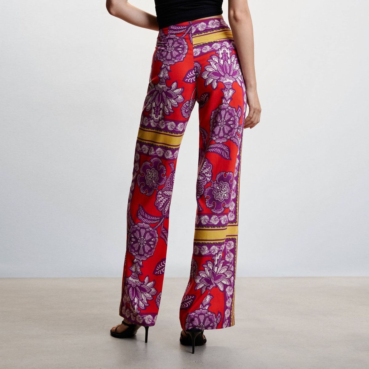 MANGO - Pantalón Palazzo Estampado Mujer Mango