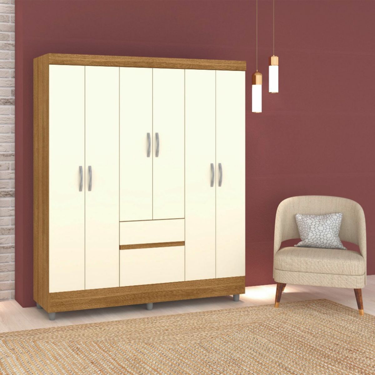 JDO & DESIGN - Clóset 6 Puertas 2 Cajones Champagne Mica