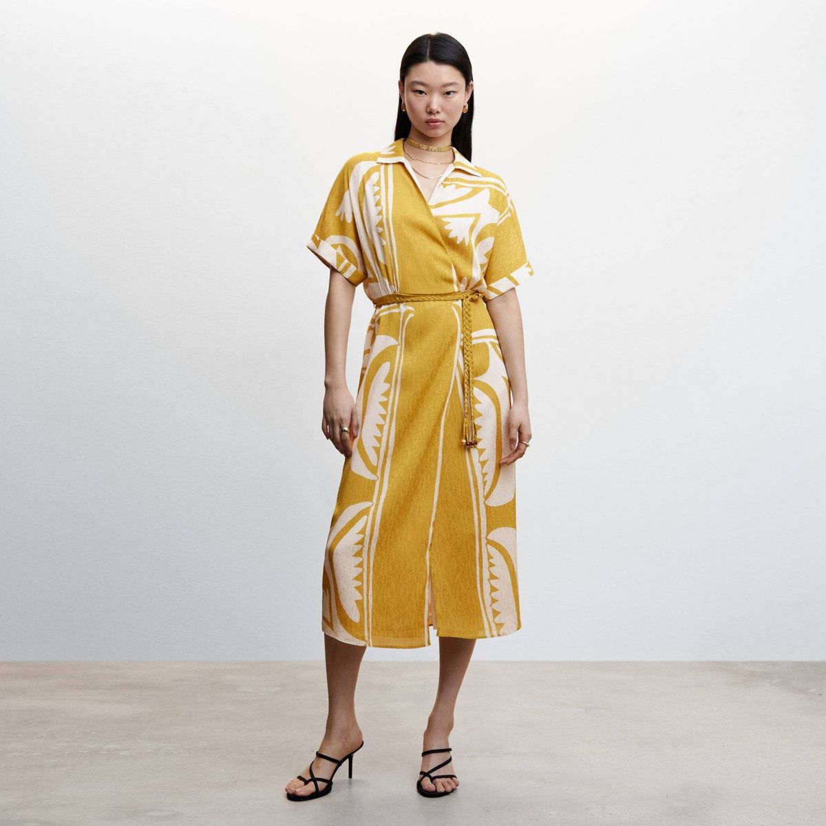 MANGO - Vestido Camisero Estampado Mujer Mango