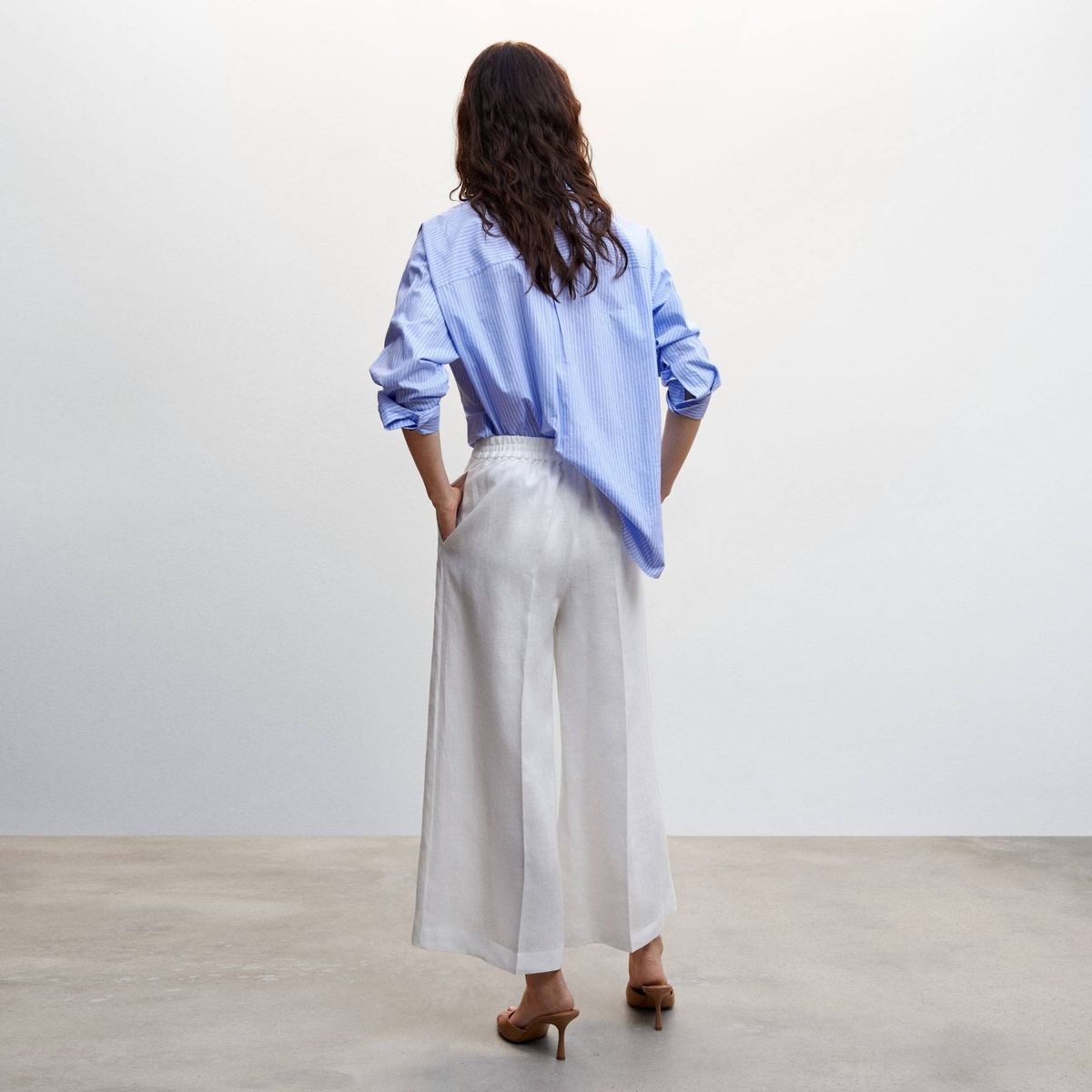 MANGO - Pantalón Culotte 100% Lino Mujer Mango