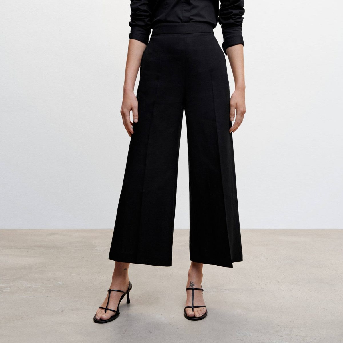MANGO - Pantalón Culotte 100% Lino Mujer Mango