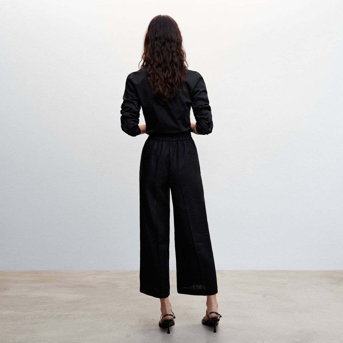 MANGO - Pantalón Culotte 100% Lino Mujer Mango
