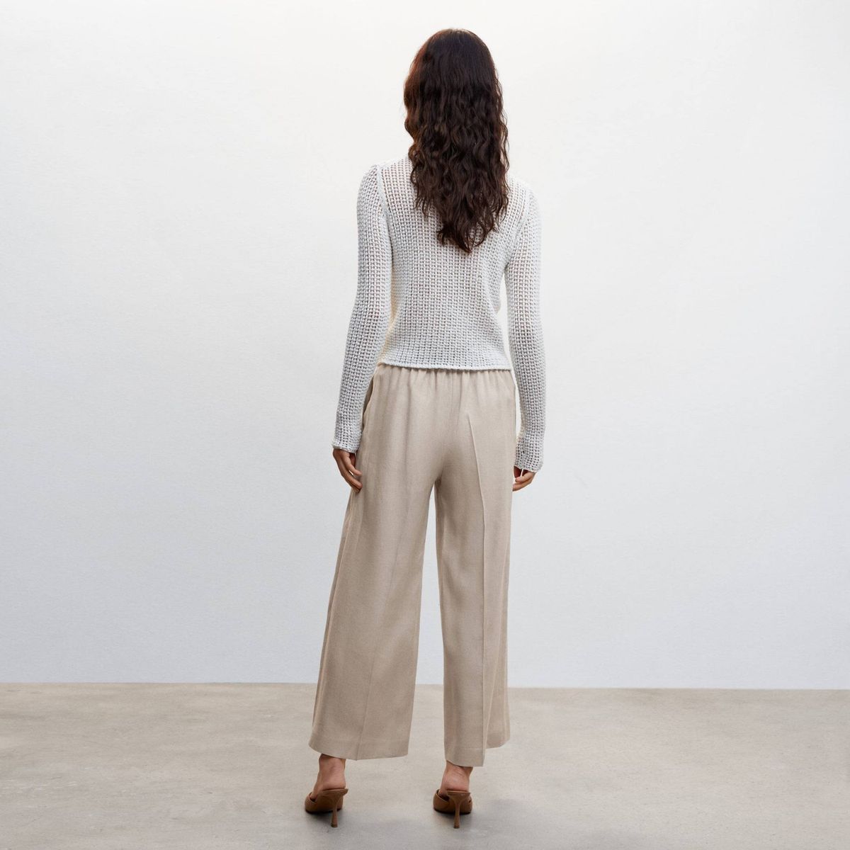 MANGO - Pantalón Culotte 100% Lino Mujer Mango