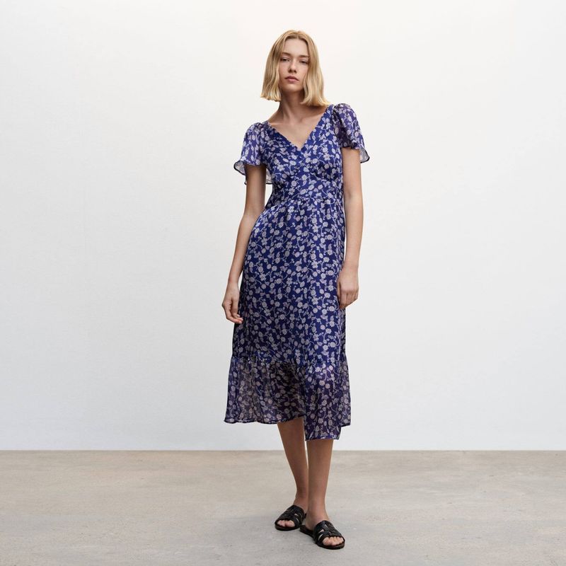 MANGO - Vestido Largo Floral Mujer Mango