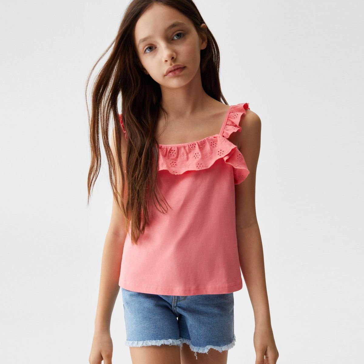 MANGO KIDS - Polera Tirantes Volante Dante Niña Mango Kids