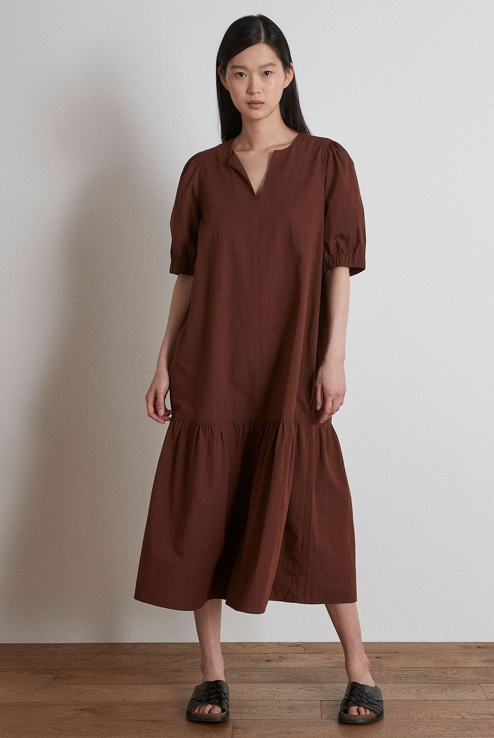 MAISON 123 - Vestido Largo Manga Corta Algodón Mujer 123