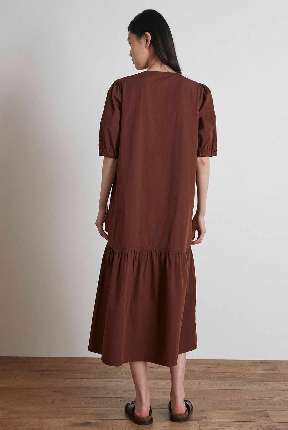 MAISON 123 - Vestido Largo Manga Corta Algodón Mujer 123