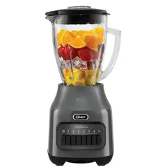 OSTER - Licuadora 6 velocidades más Pulso Vaso de Vidrio 1.5 Lt 800 W Gris BLSTPEG-GPB