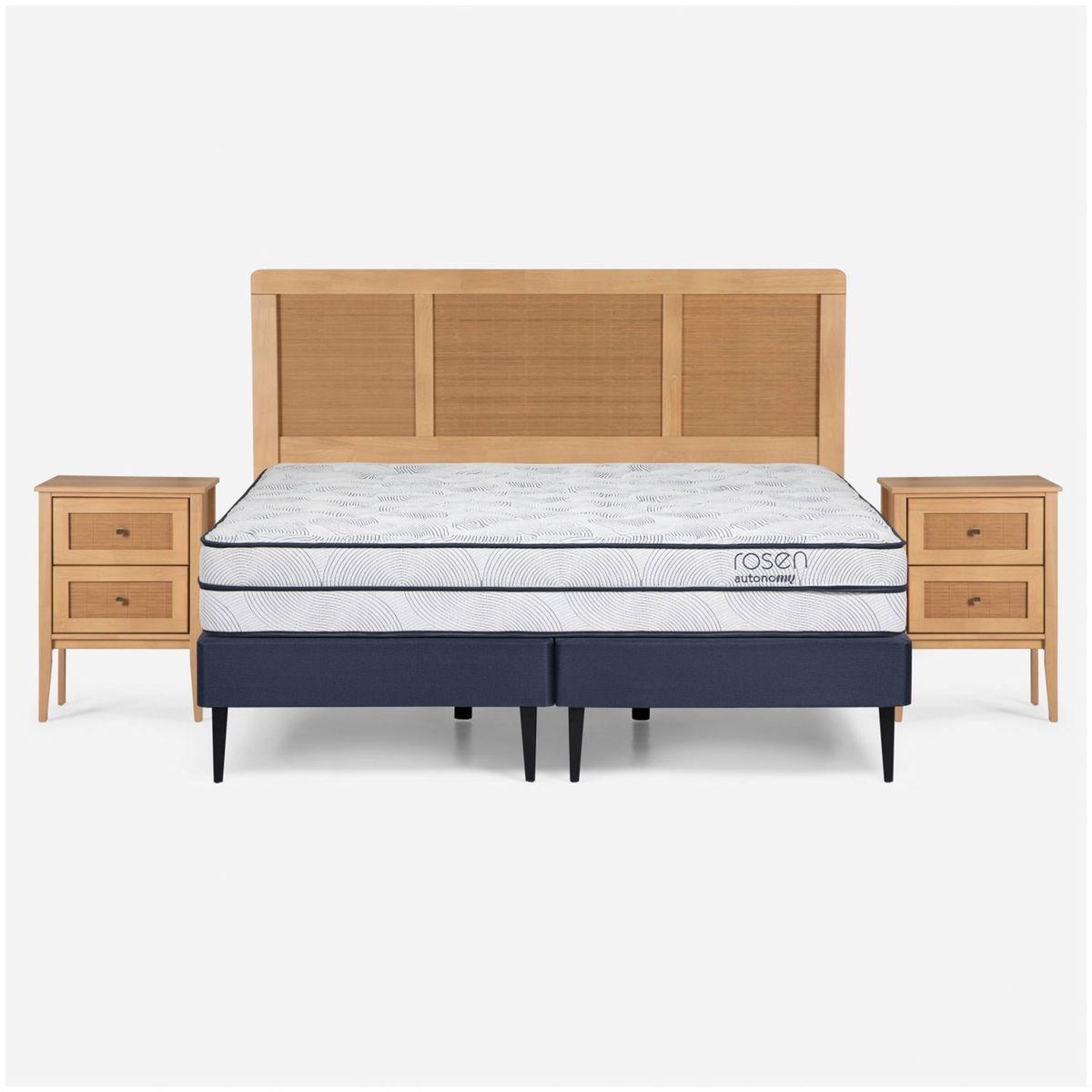 ROSEN - Cama Europea Autonomy King + Respaldo + 2 Veladores Rosen