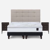 Cama Europea Art 4 2 Plazas + Respaldo + 2 Veladores