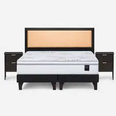 ROSEN - Cama Europea Art 4 King + 2 Veladores + Respaldo