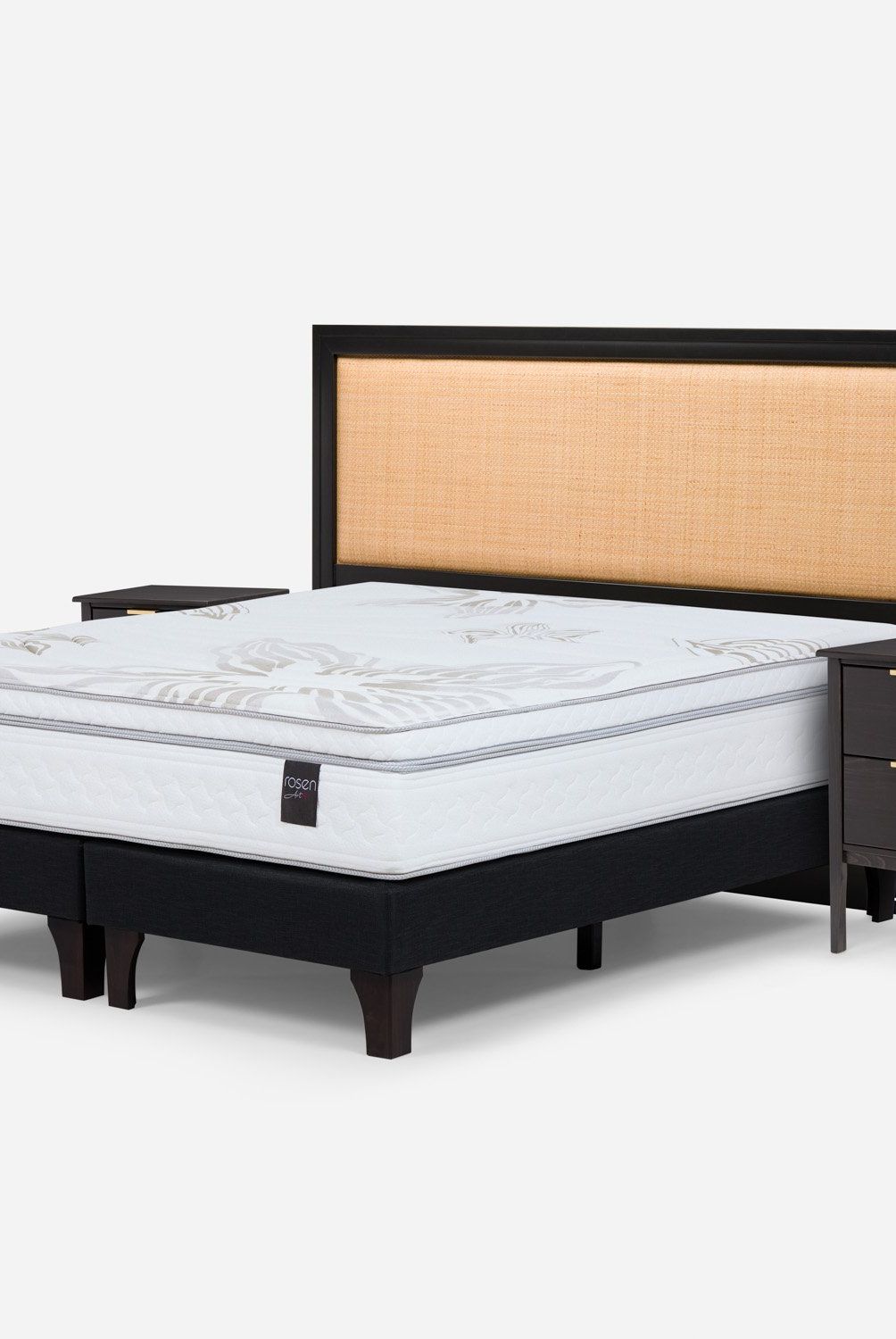 ROSEN - Cama Europea Art 4 King Rosen + 2 Veladores + Respaldo