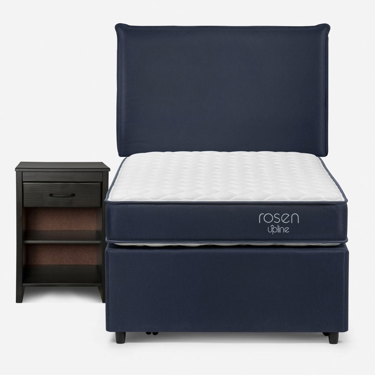 ROSEN - Diván Upline 1.5 Plazas x 2.00mt + Respaldo + 1 Velador Rosen
