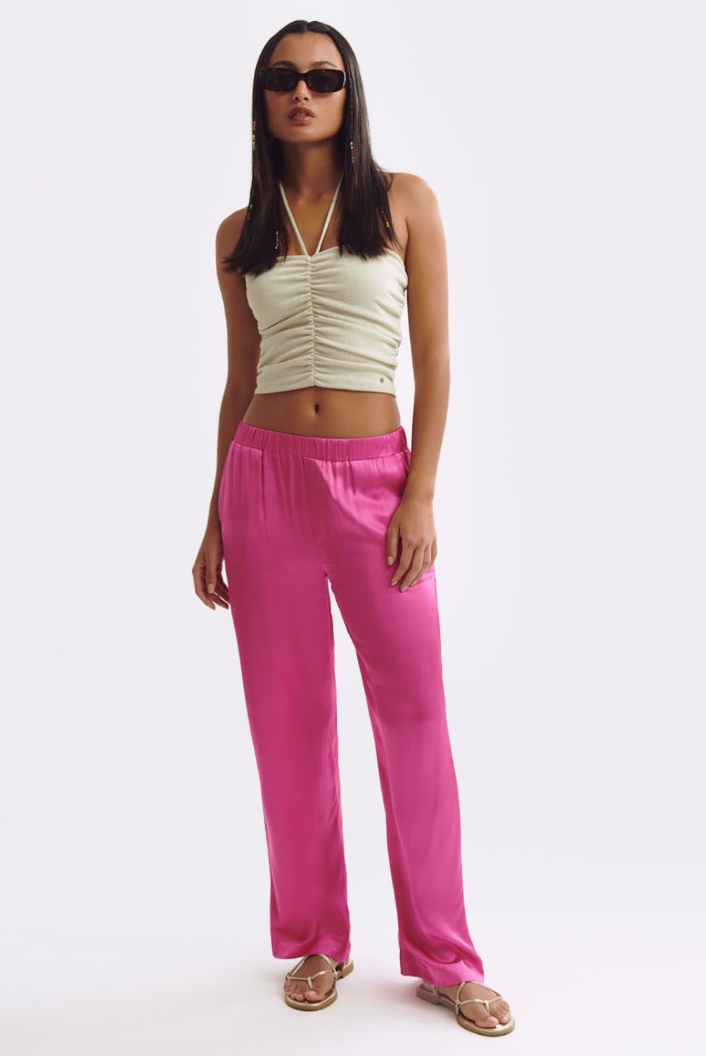 BROWNIE - Crop Top Bandeau Tipo Cortina Mujer Brownie