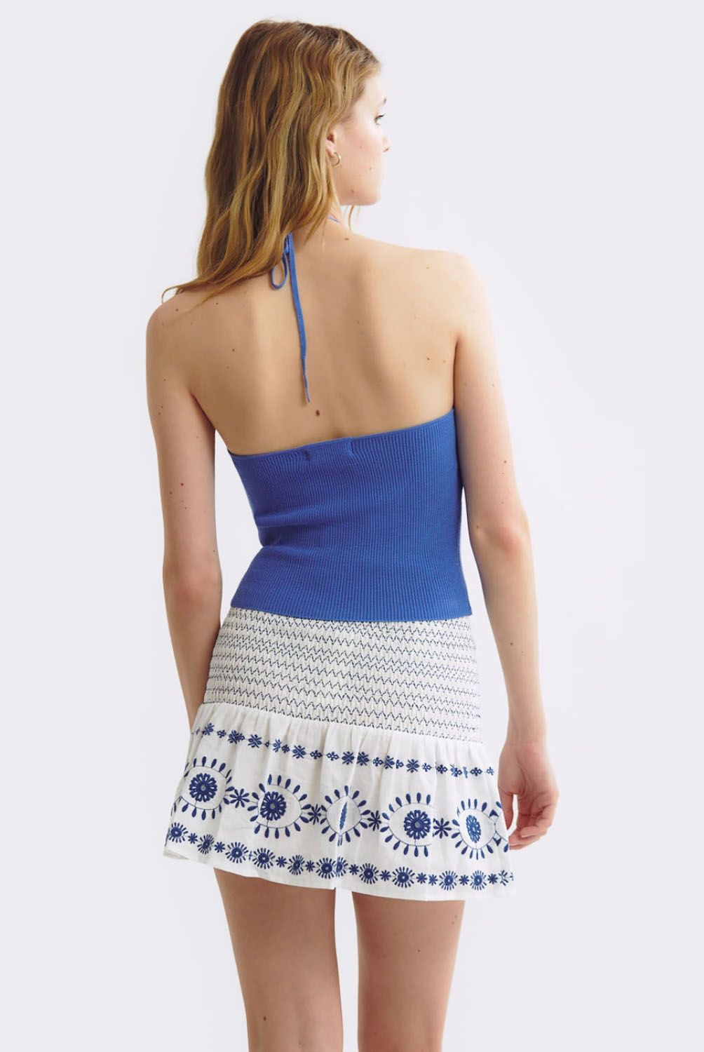 BROWNIE - Crop Top Halter Cinta Cuello Mujer Brownie