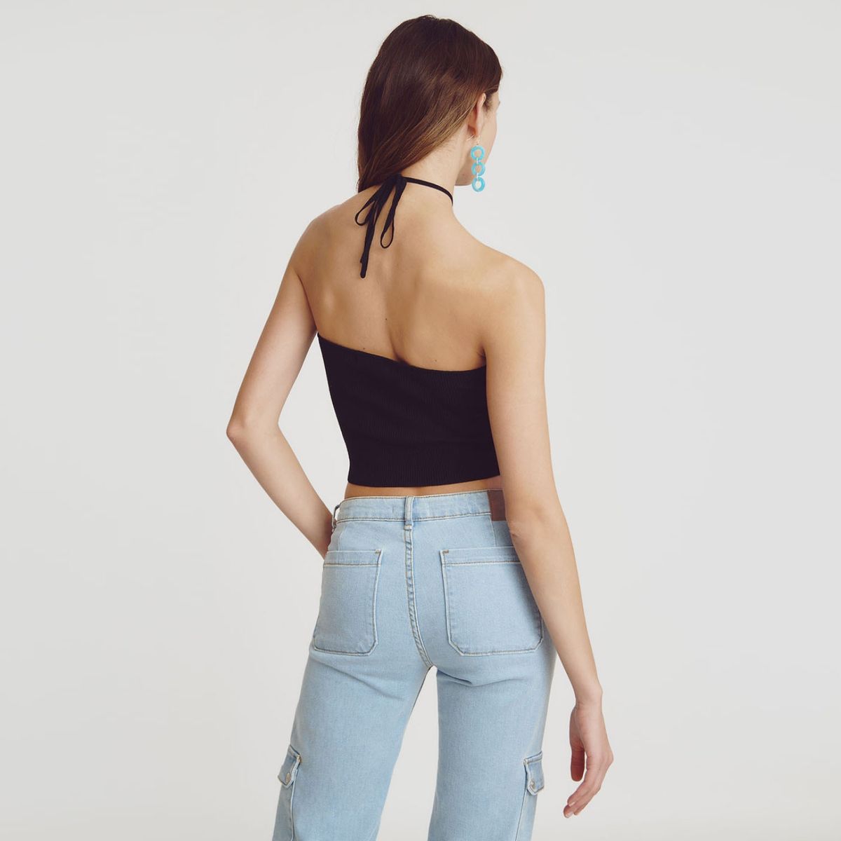 BROWNIE - Crop Top Halter Cinta Cuello Mujer Brownie