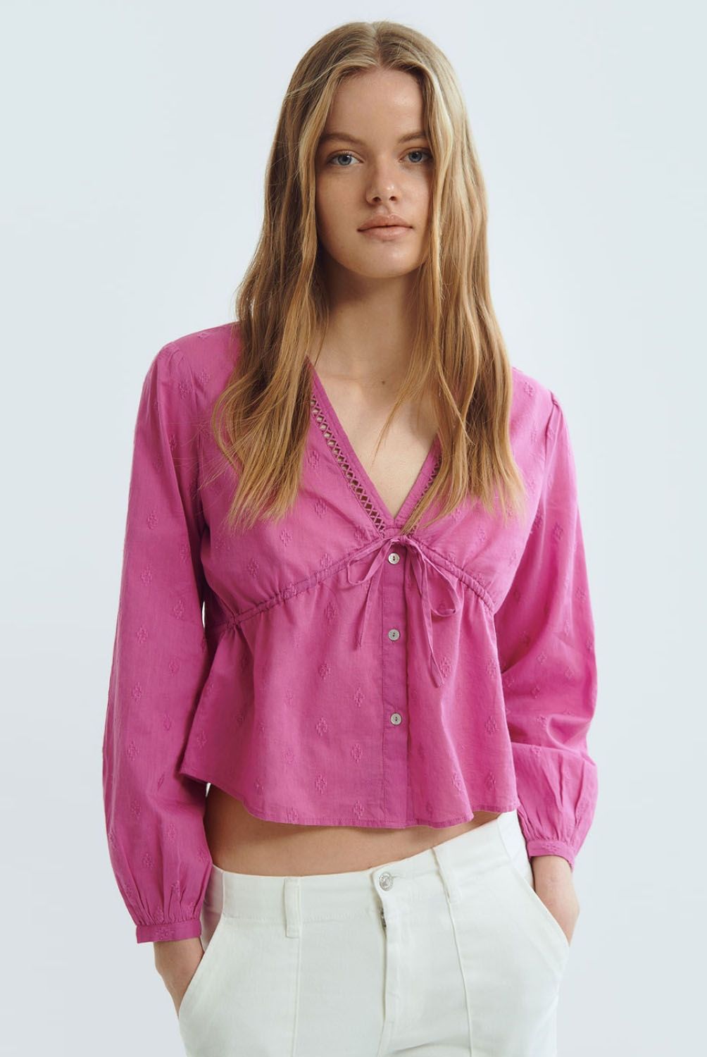 BROWNIE - Brownie Blusa Pico Entredos Mujer