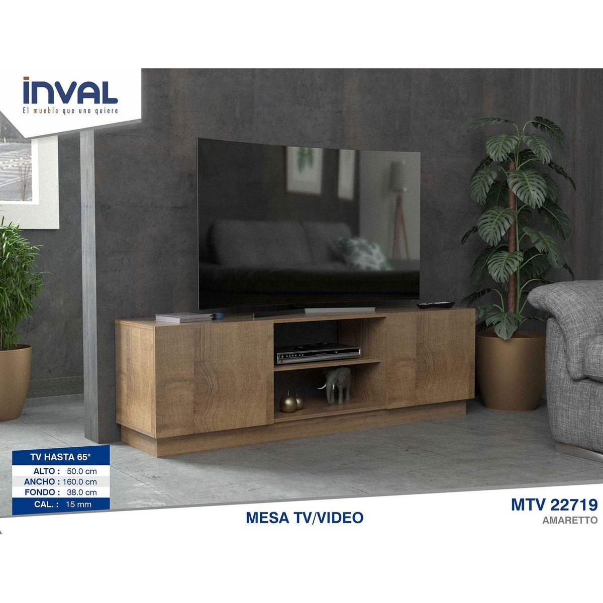 INVAL - Mesa Tv/Video Mtv22719 Amaretto Inval