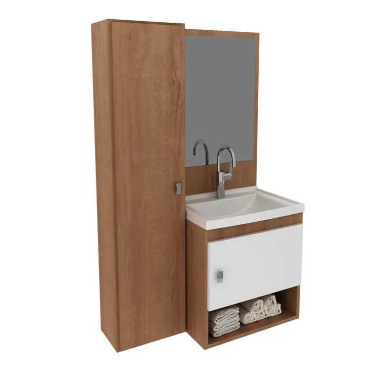 Mueble Baño Aereo Almendra/Blanco