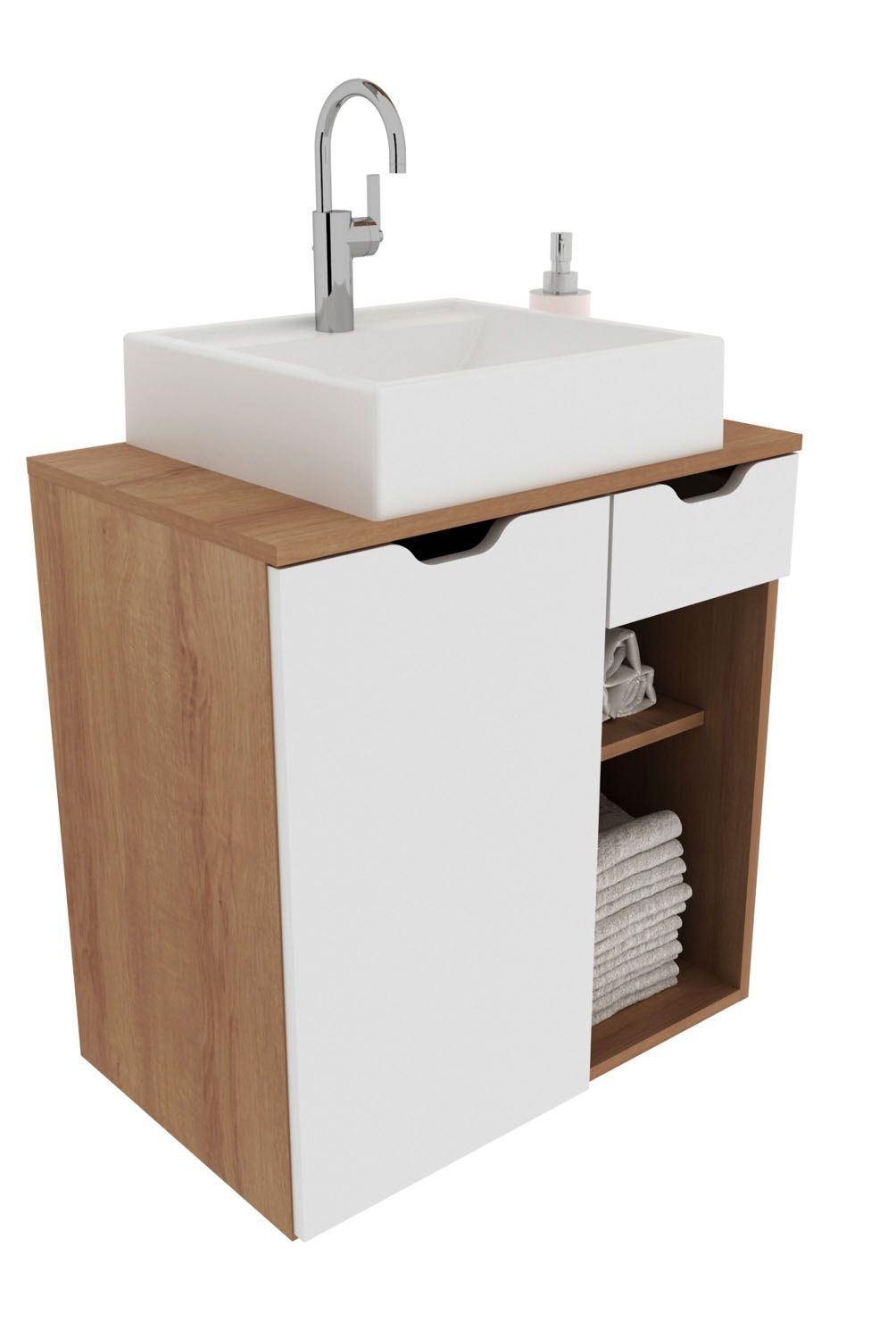 TECNOMOBILI - Mueble Baño 1 Cajón-1 Puerta Almendra Tecnomobili