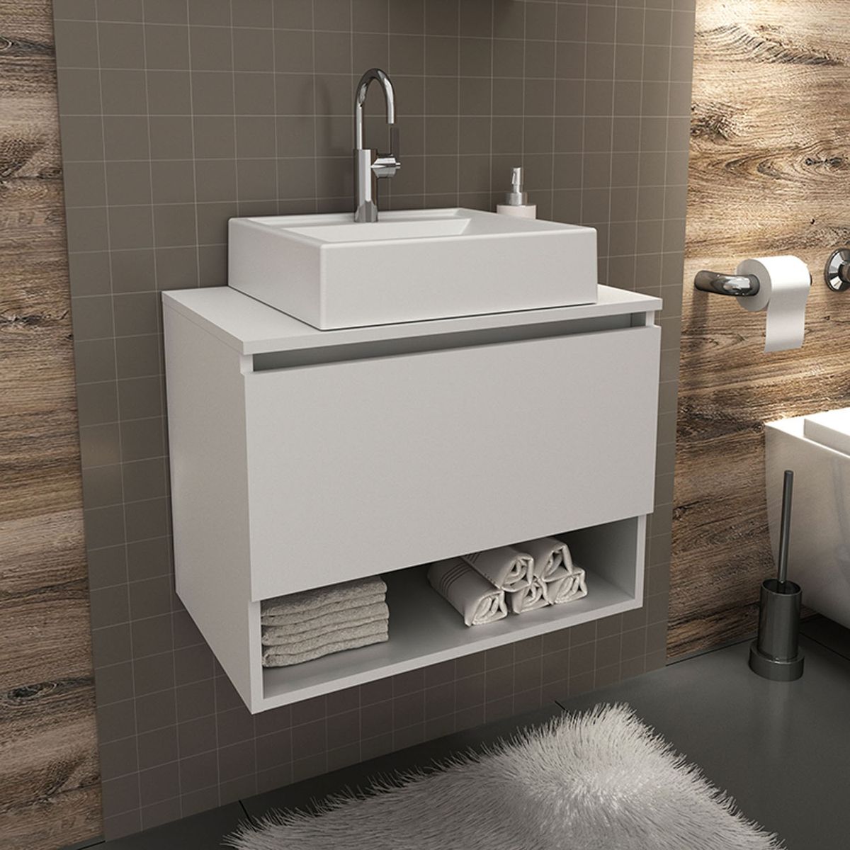 TECNOMOBILI - Mueble Baño Aereo 1 Puerta Blanco Tecnomobili