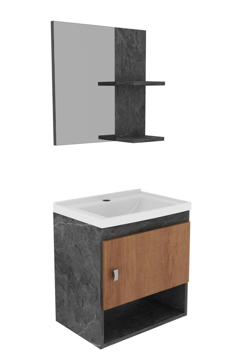 TECNOMOBILI - Kit Baño Mueble Espejo Mármol Tecnomobili