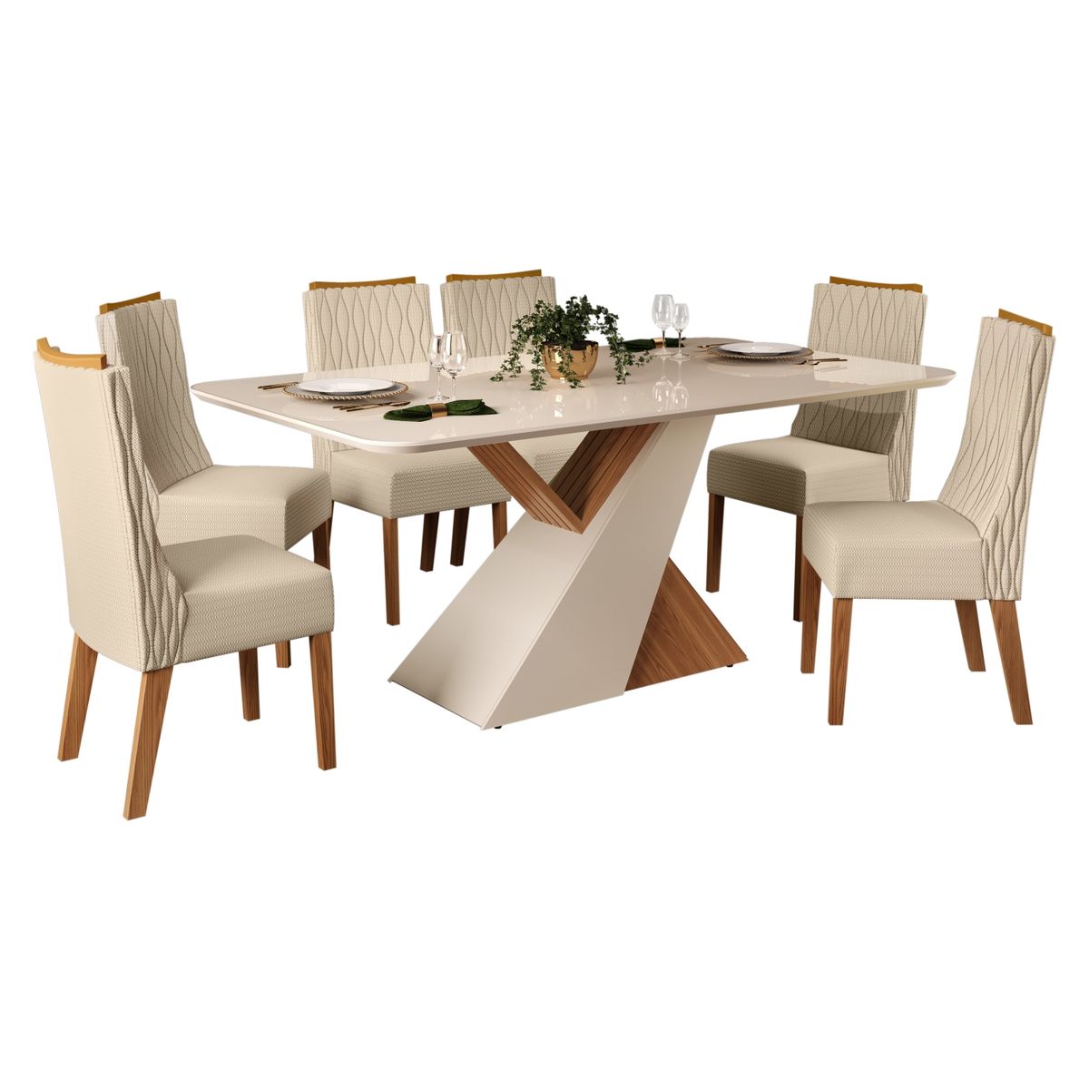 ALTAVISION - Juego de Comedor Vega 6 Sillas Jade Carval Lin Nev Altavision