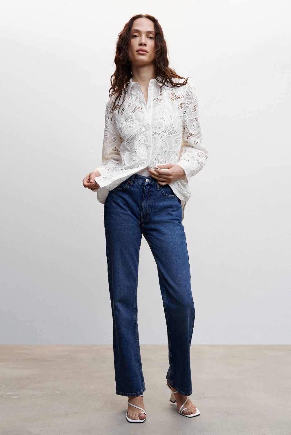 MANGO - Camisa Guipur Oversize Mujer Mango