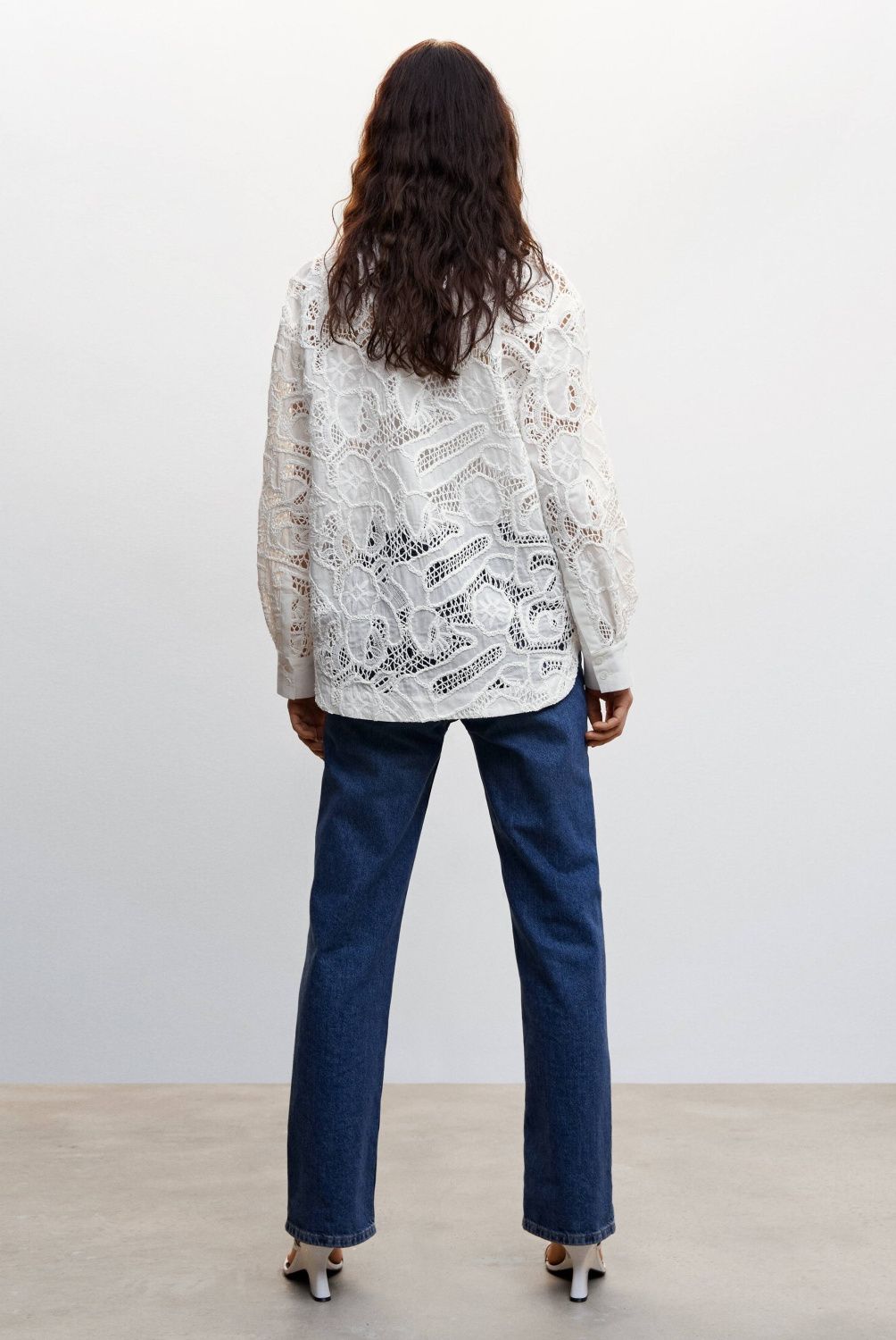 MANGO - Camisa Guipur Oversize Mujer Mango