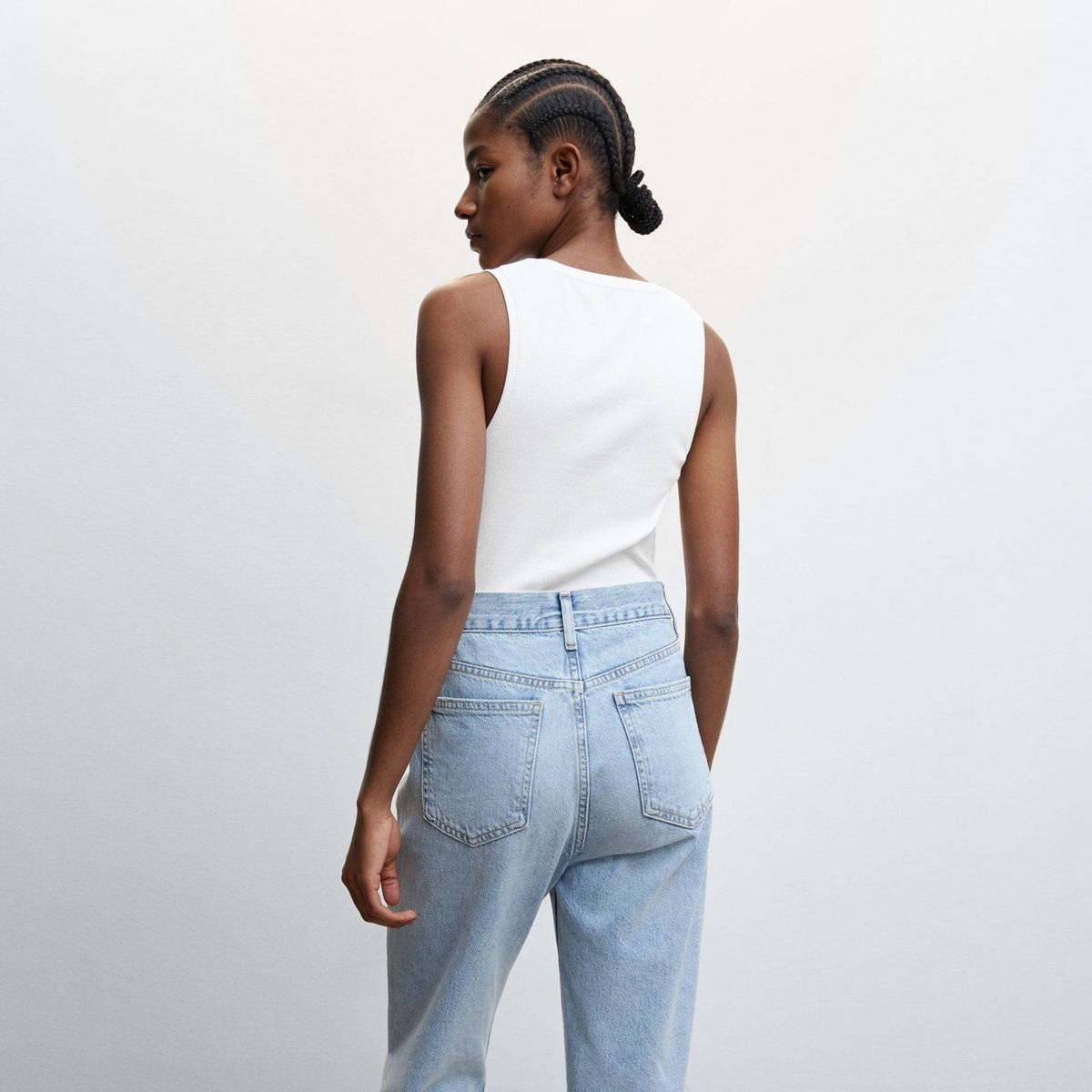 MANGO - Crop Top Básico Algodón Mujer Mango