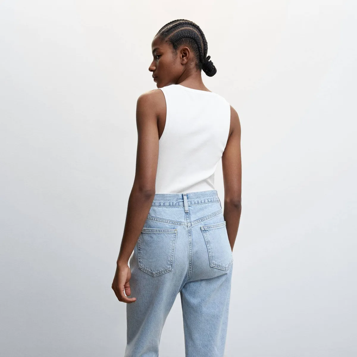 MANGO - Crop Top Básico Algodón Mujer Mango