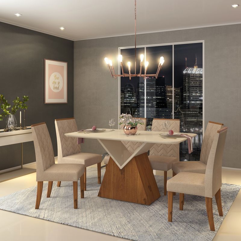 VEKKAHOME - Juego de Comedor Aregon 6 Sillas Vekkahome