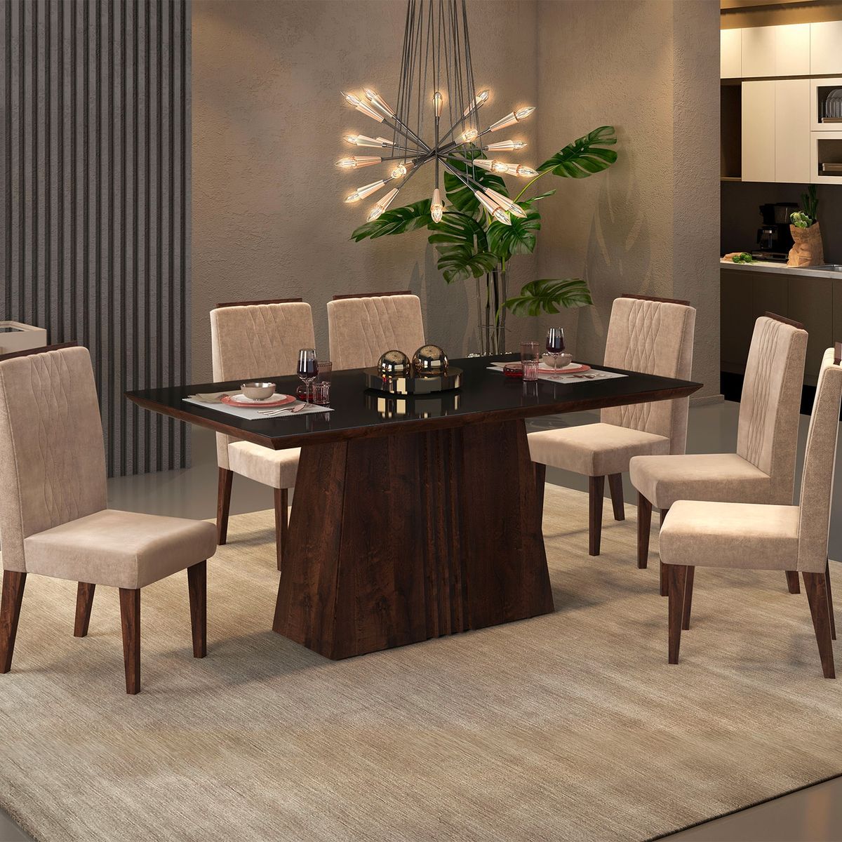 VEKKAHOME - Juego de Comedor 6 Sillas Soulages Vekkahome