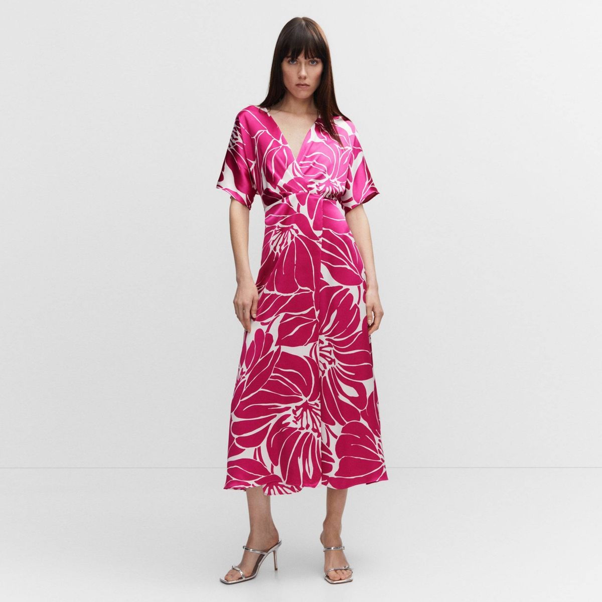 MANGO - Vestido Satinado Cruzado Mujer Mango