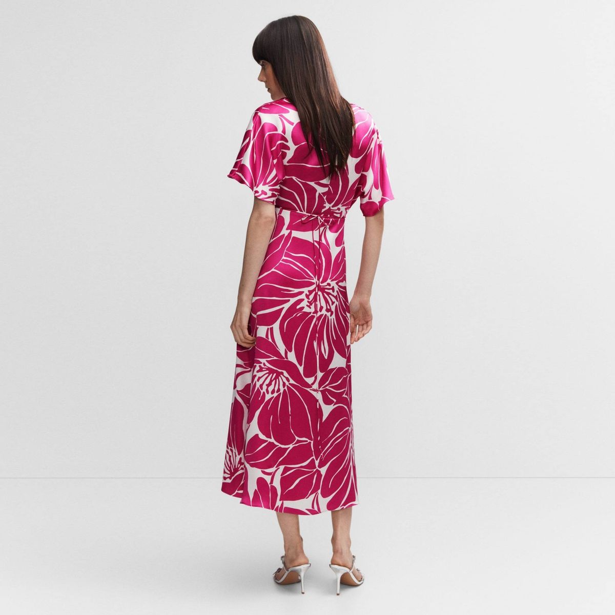 MANGO - Vestido Satinado Cruzado Mujer Mango