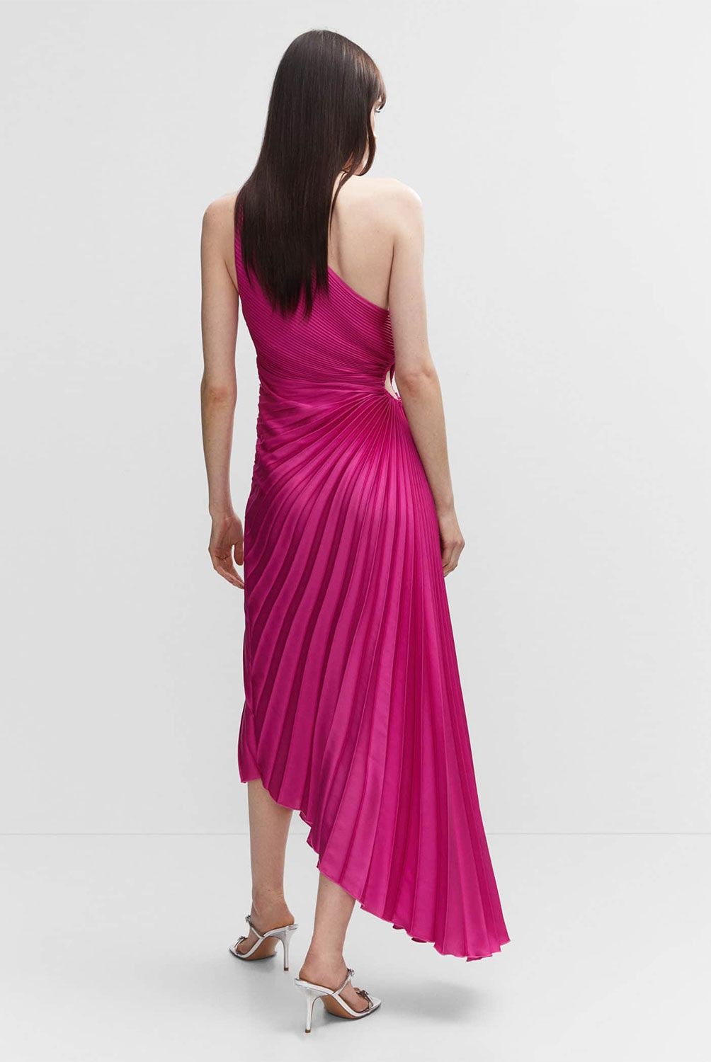 MANGO - Vestido De Fiesta Asimétrico Plisado Mujer Mango