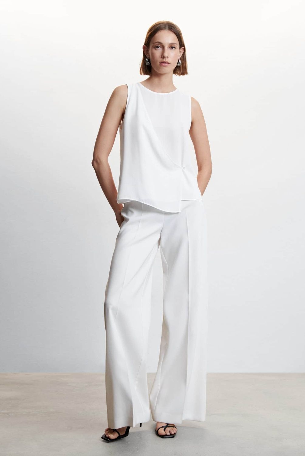 MANGO - Blusa Cruzada Botón Mujer Mango