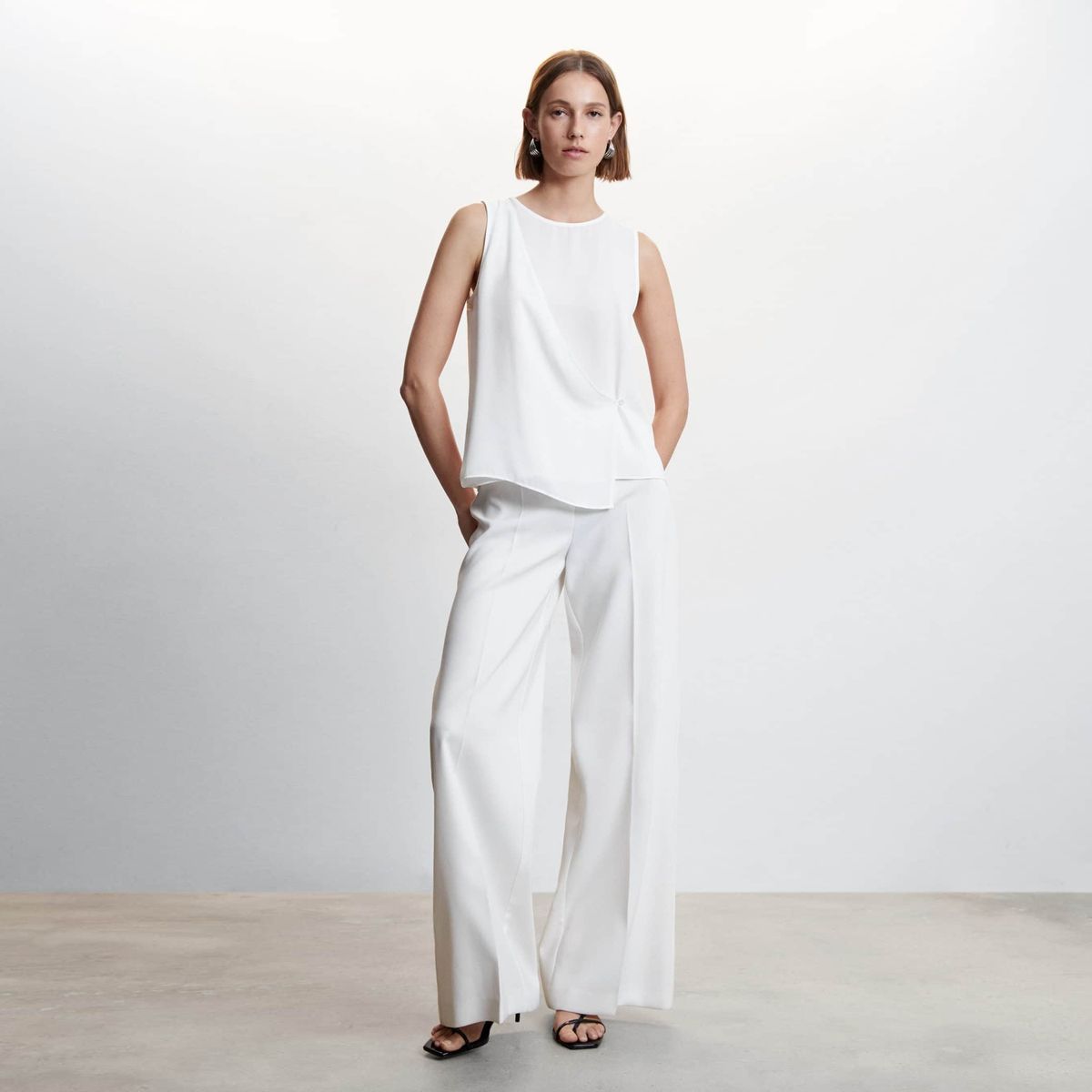 MANGO - Blusa Cruzada Botón Mujer Mango