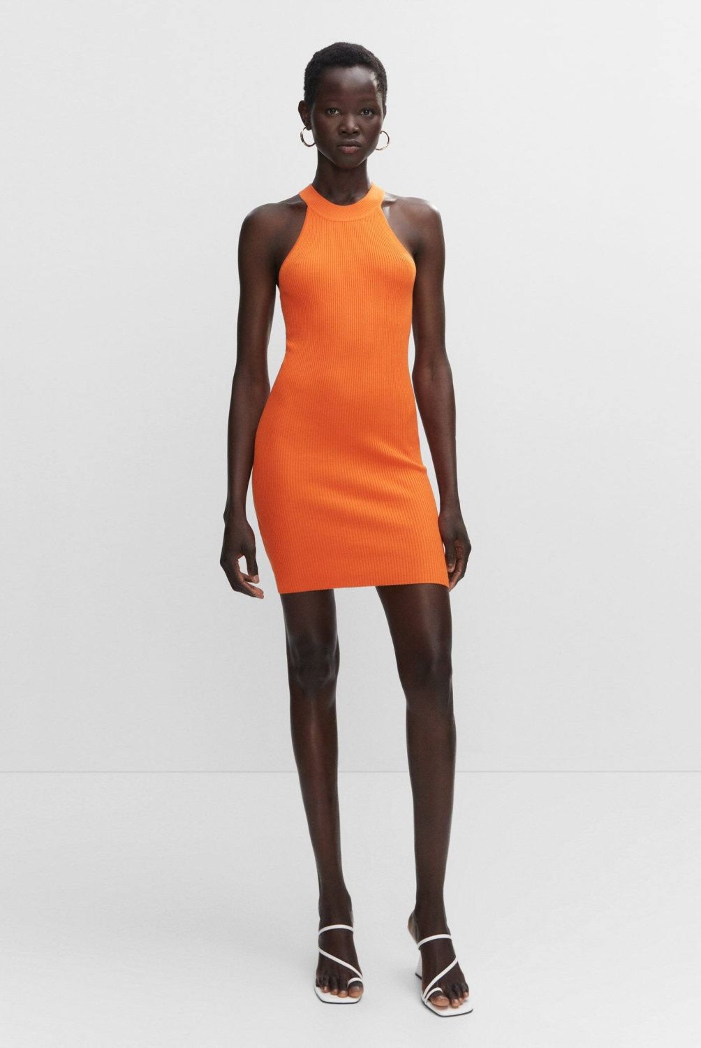 MANGO - Vestido Punto Cuello Halter Mujer Mango