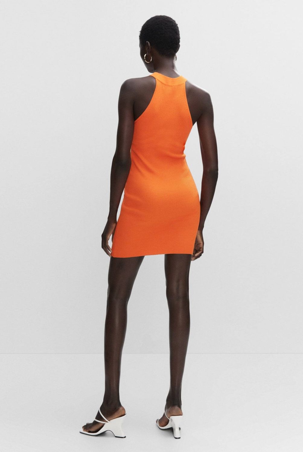 MANGO - Vestido Punto Cuello Halter Mujer Mango
