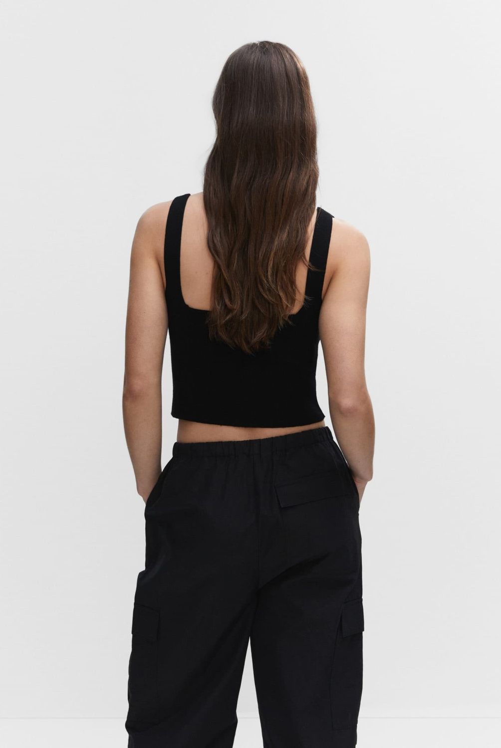 MANGO - Crop Top Punto Mujer Mango