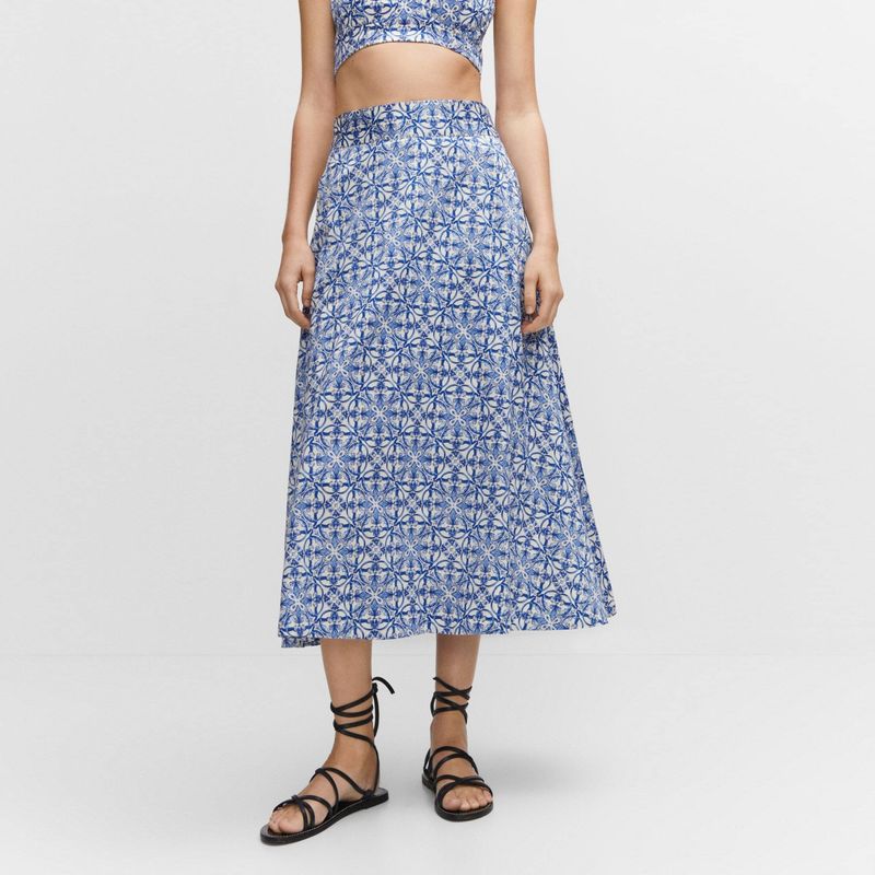 MANGO - Falda Midi Estampada Mujer Mango