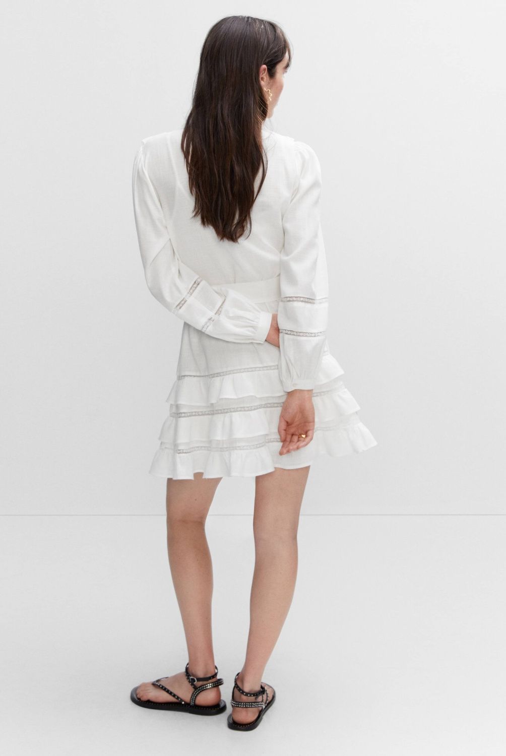 MANGO - Vestido Volantes Encaje Mujer Mango