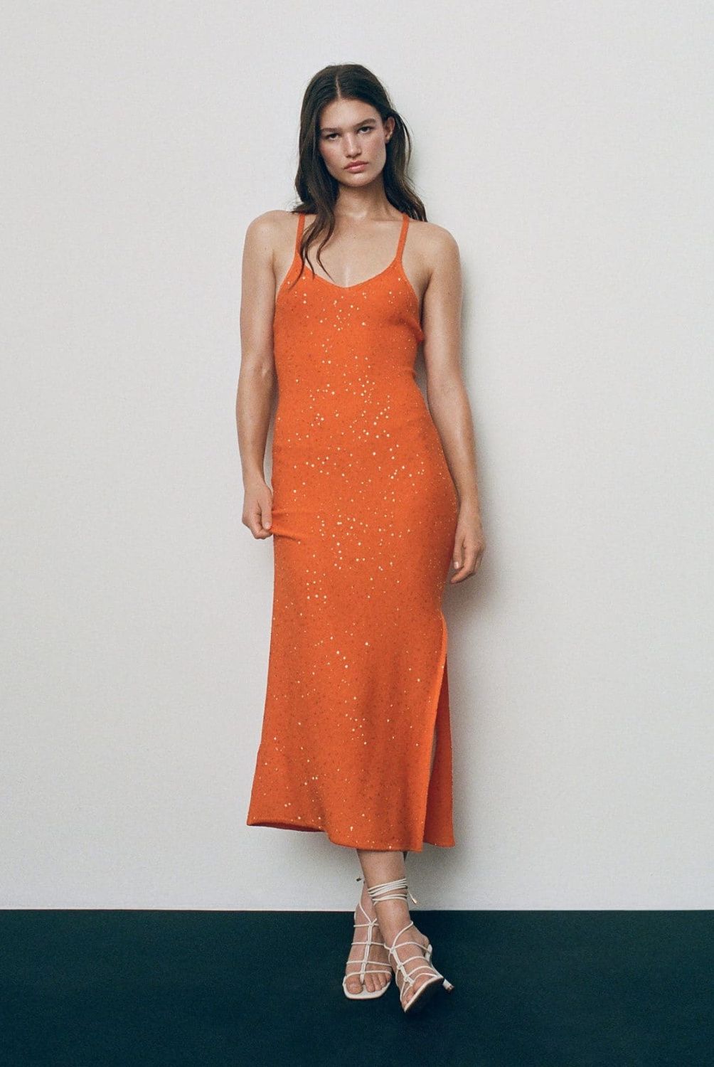 MANGO - Vestido Punto Detalle Lentejuelas Mujer Mango